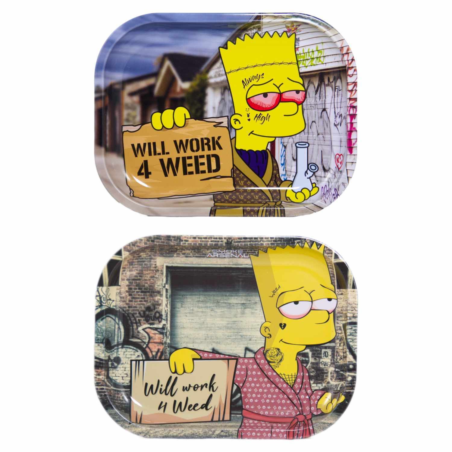 Plateau à rouler Bart Simpson “Will Work 4 Weed”